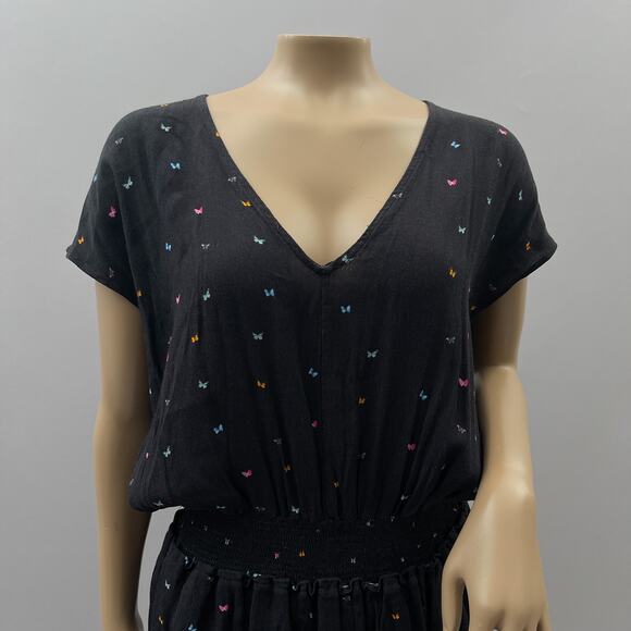 Rails Dress Women S Black Lucca Rainbow Butterfly Print Mini Ruffle Casual NWT - Picture 2 of 11